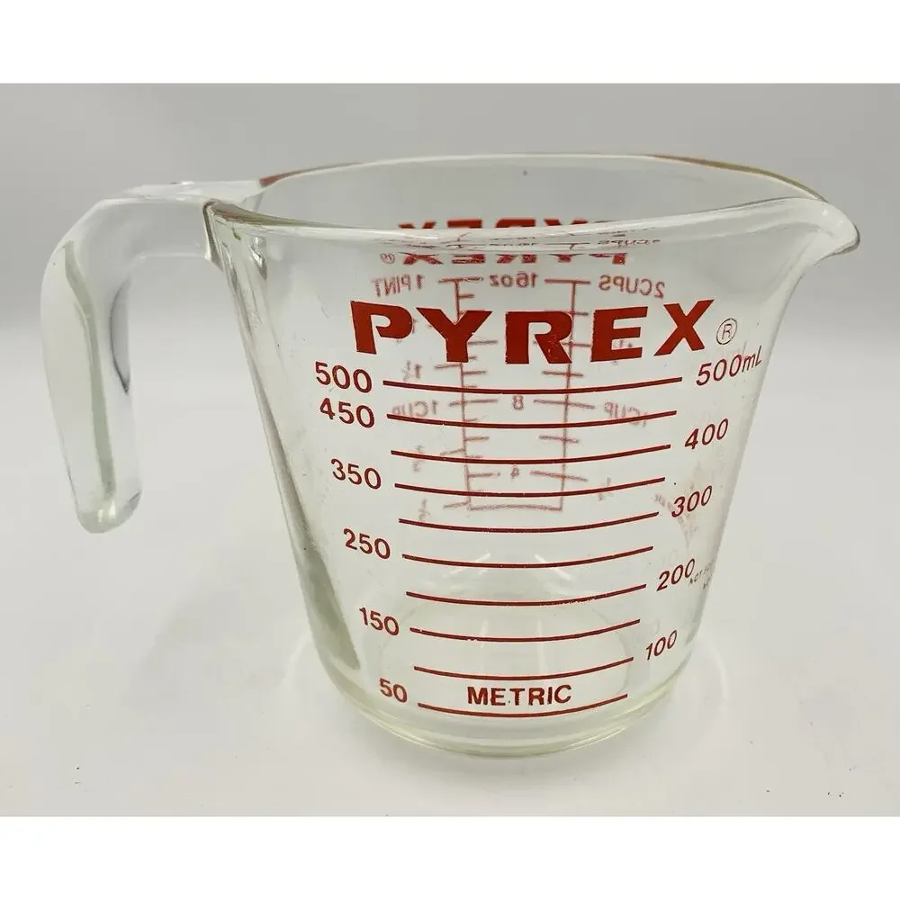 Vintage Pyrex 516 2 Cup Glass Measuring Cup Red Letter Corning USA